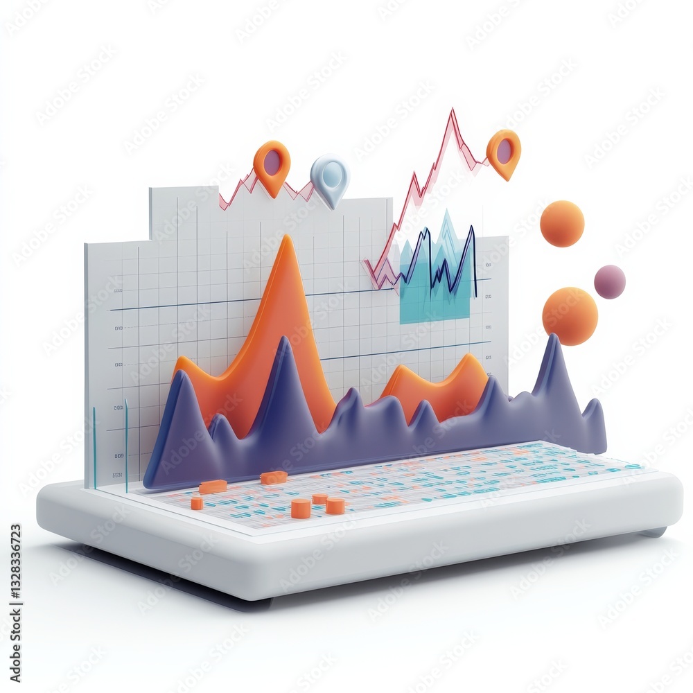 Leinwandbilder data visualization: modern 3d chart representing market trends and growth analysis for business insi