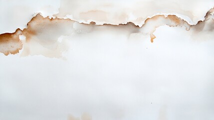Brown water damage stain on white ceiling, wet marks, decay