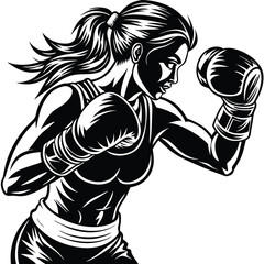 Obraz premium silhouette of a boxing woman