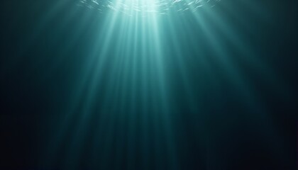 Dark deep ocean with light rays with serene mood