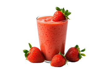 Delicious strawberry smoothie isolated on transparent background