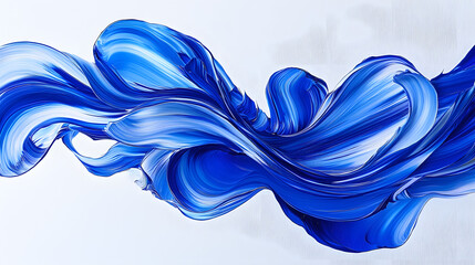 Fototapeta premium Flowing Blue: A mesmerizing display of vibrant blue paint swirls and cascades. Capturing the dynamic movement and texture.