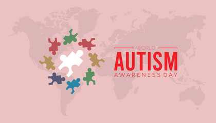 Obraz premium April is World Autism Awareness Day. Vector template Design for banner, greeting card, poster, prints, social media post ,flyer , T shirt with background.