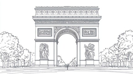 Paris Arc de Triomphe Line Drawing (1)