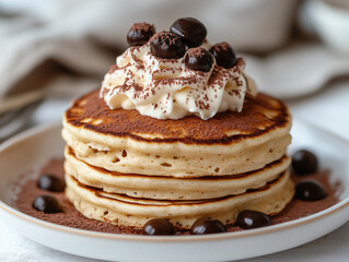 pancakes with chocolate and cream