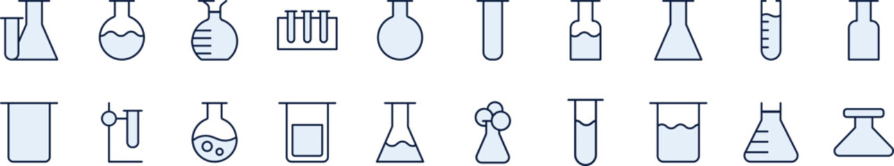 Light Blue Lab Flask Filled Color Icon Pack. Minimalistic Linear Pictogram for Web and Graphic Design, Apps, Banners, Social Network and Cards