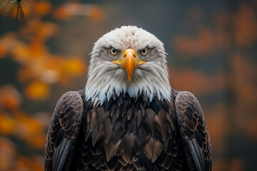 Fototapeta premium A bald eagle perched on a forests