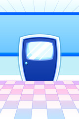 empty room with blue windows