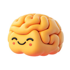 Playful 3D Brain Emoji Isolated on Plain White Background