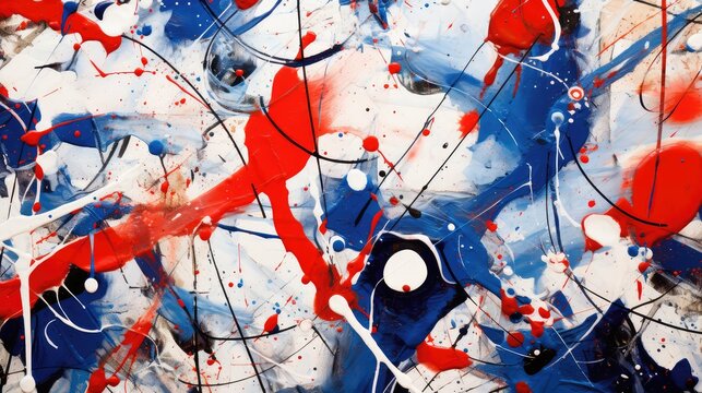collage red white and blue abstract