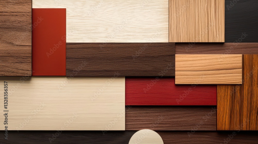 Aufkleber a collection of wooden texture samples in various colors and patterns arranged artistically on a sur