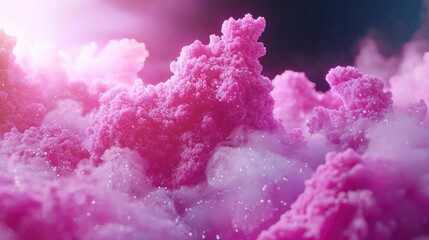 Fototapeta premium Pink and white abstract cloudscape, textured and vibrant, lit from above