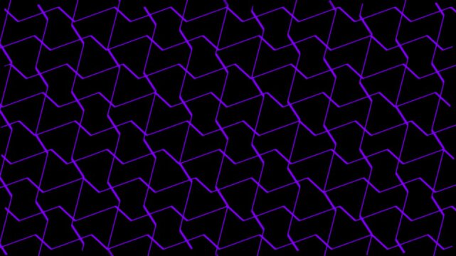 Wavy neon lines pattern seamless animation on black background. Loop motion graphics of abstract blue magenta vector curves  Minimalist technology background concept