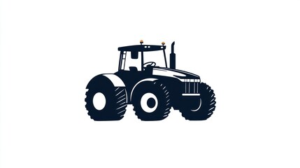 Obraz premium Silhouetted agricultural tractor, field background, stationary, for farm equipment catalog