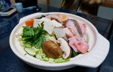 Ingredients for Anglerfish Hot Pot, a Local Dish of Ibaraki