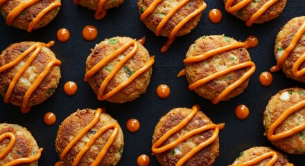 Delicious Savory Crab Cakes with Spicy Orange Sauce Gourmet Food Photography