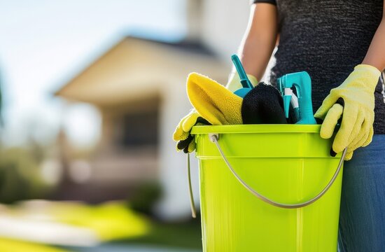 House Cleaning Supplies in a Bucket