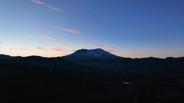 Sunrise at Mt St Helens in the Beautiful Pine Forest Cascade Mountains in Washington USA