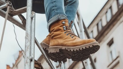 Professional inspector records rainfall measurements in urban construction photography at ground level