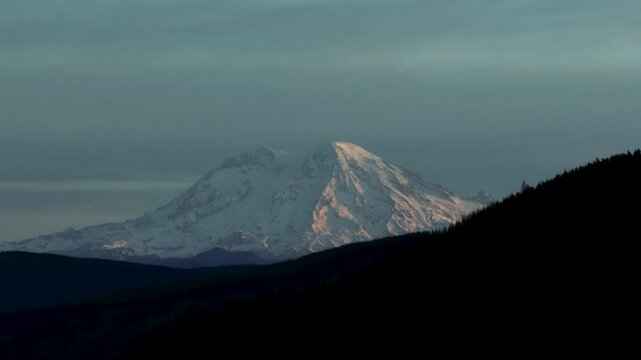 Sunrise at Mt Adams in the Beautiful Pine Forest Cascade Mountains in Washington USA