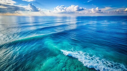 Serene Ocean Surface: Calm Blue Water Background Macro Photography