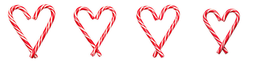 Fototapeta premium Candy Canes in a Heart Shape, Cut Out Set