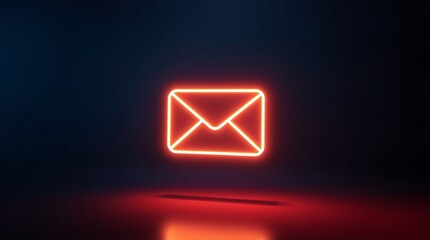 Fototapeta premium Minimalist Neon Email Icon on a Dark Background Representing Digital Messaging and Online Communication