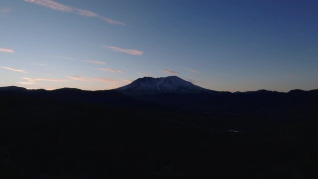 Sunrise at Mt St Helens in the Beautiful Pine Forest Cascade Mountains in Washington USA