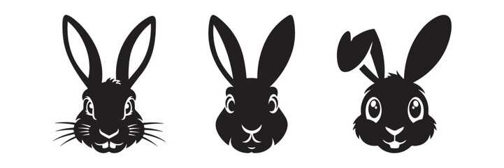 Set of Rabbit Silhouettes. Easter Bunnies. Isolated on a white background