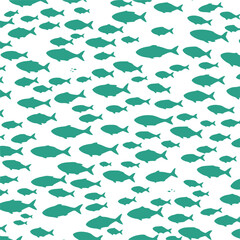 Colored silhouettes of groups of sea fishes. Colony of small fish. Icon with river taxers. Logo fish.
Colored silhouettes school of fish. A group of silhouette fish swim in a circle. Marine life.
