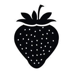 single strawberry closeup silhouette vector illustration design