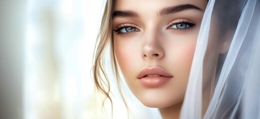 Portrait of a youthful woman showcasing flawless skin, representing natural beauty, cosmetics, skincare, and plastic surgery concepts