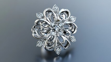 Fototapeta premium A Beautiful Silver Ring Adorned With Sparkling Crystal Accents