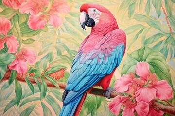 Obraz premium Parrot drawing animal bird.
