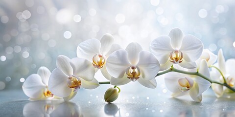 Obraz premium Serene White Orchid Close-up: Minimalist Spa & Wellness Stock Photo
