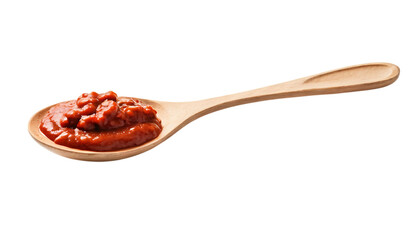 Wooden spoon with tomato paste png
