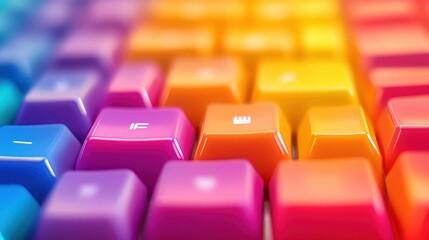 A closeup view of multicolored computer keyboard keys