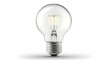 Vintage Light Bulb with Filament on White Background for Decor Use