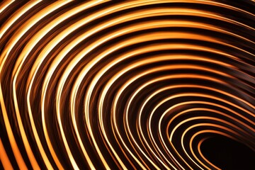 Abstract swirling pattern of warm, glowing orange and brown lines forming concentric circles