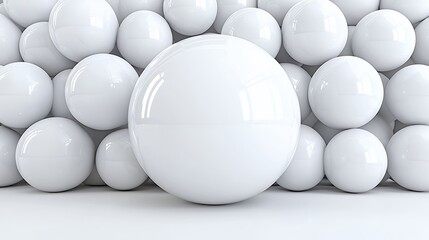 Abstract Arrangement of White Spheres on a Smooth Surface with Soft Lighting