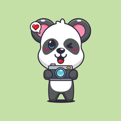 Panda cartoon vector illustration with camera
