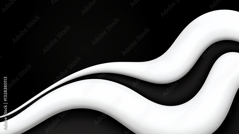 Fototapete Abstract black and white wave pattern creating a smooth flowing texture