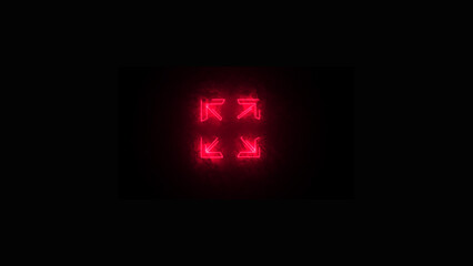 Neon directional arrow .Arrows of four directions, linear icon. neon style on black background. Light Glowiing icon