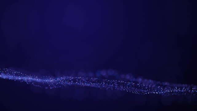 beautiful particular glow effect light wave motion background. Elegant dark abstract background with flowing curves and particles creating a smooth.