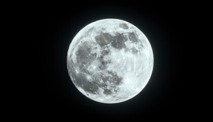 Obraz premium Full moon in the night sky, showcasing its craters and textured surface