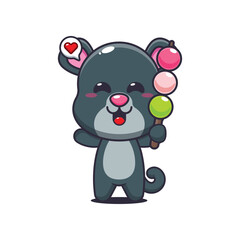 Panther cartoon vector illustration eating dango