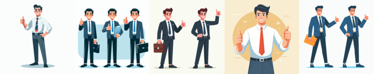 Career man with thumb vector set image