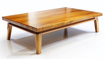 Sleek Modern Wooden Coffee Table, Isolated Furniture for Interior Design