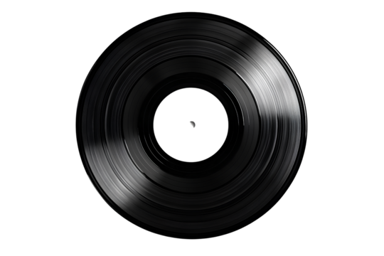 Vintage black vinyl record isolated on a transparent background PNG 