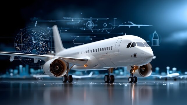 A detailed aviation infographic explaining the QFE QNH and Flight Level altitude systems with a commercial aircraft flying over a dimly lit city skyline at night